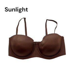 SAVAGE X FENTY Women SZ 38D Core Microfiber brown satin strapless bra